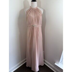 Ada James Dress L Dusky Pink Pleated Chiffon Prom Bridesmaid Wedding Formal